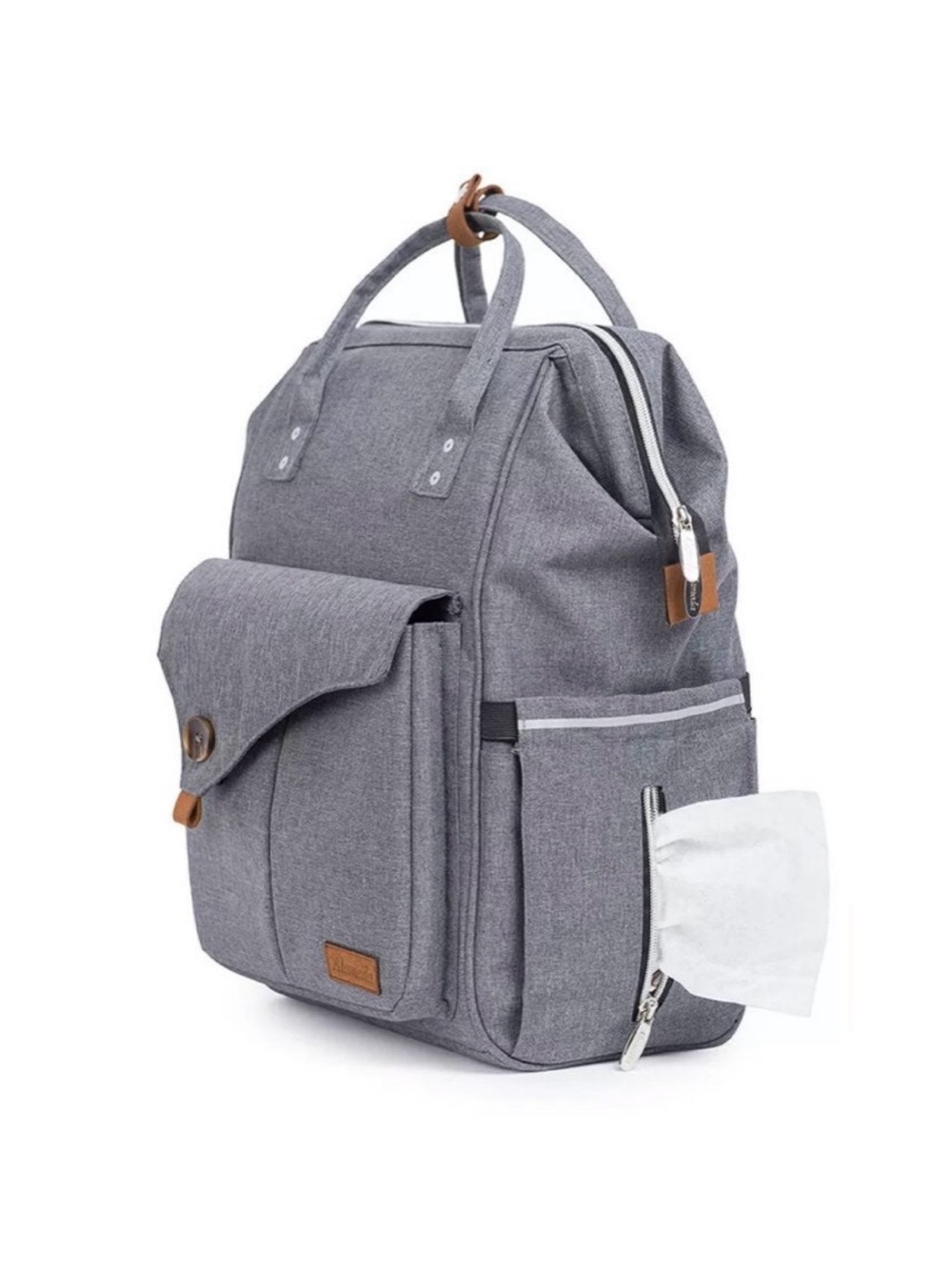 Alameda Gray Diaper Backpack Baby Bag Waterproof Travel Tote EUC - Picture 3 of 9